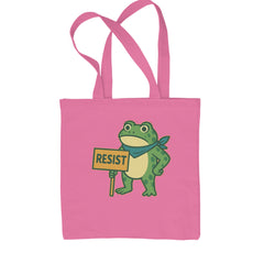 Sign Resist Meme Frog Protest Shopping Tote Bag Pink