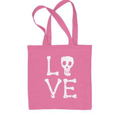 Love Skeleton Bones Shopping Tote Bag Pink
