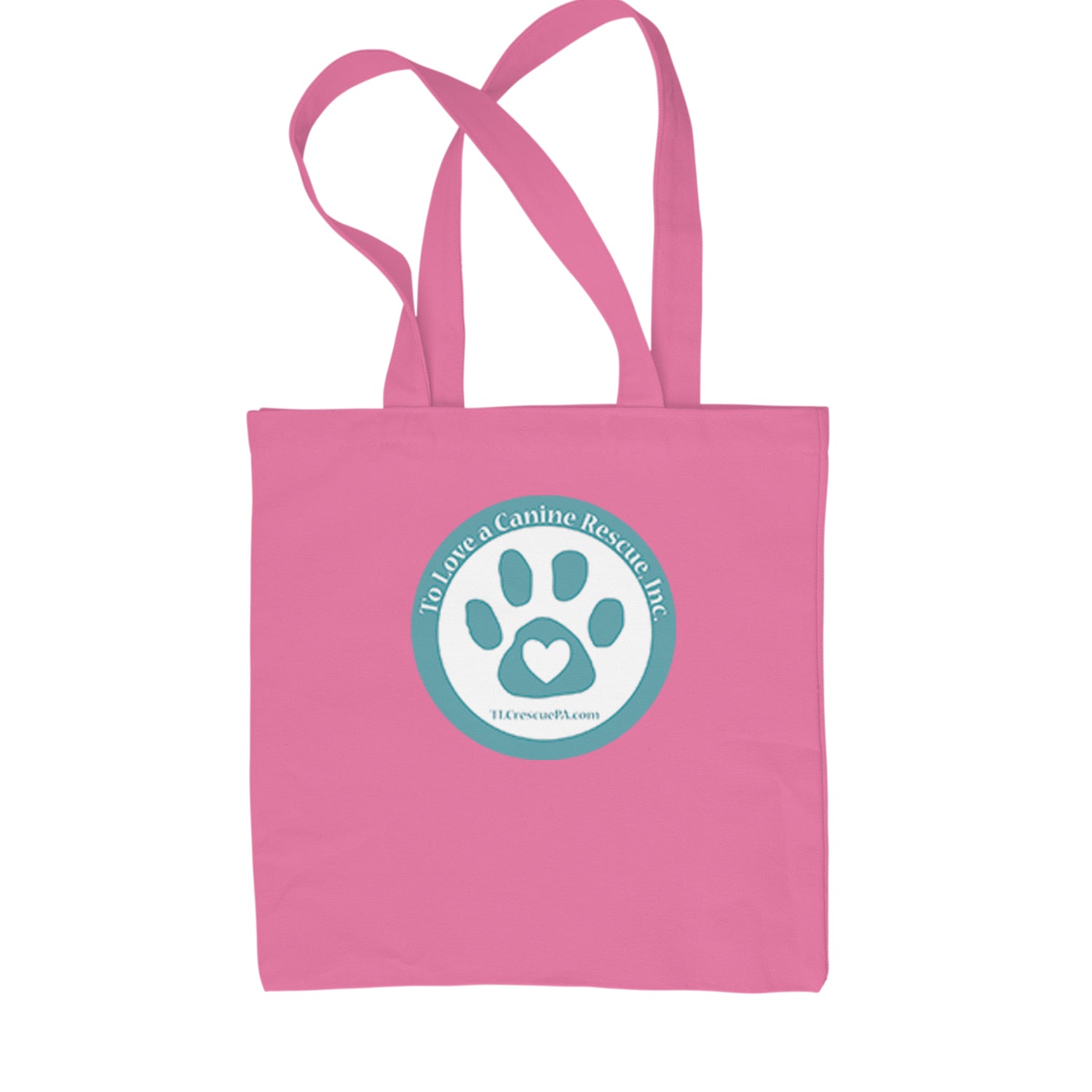 TLC To Love a Canine Dog Rescue Teal Shopping Tote Bag Pink