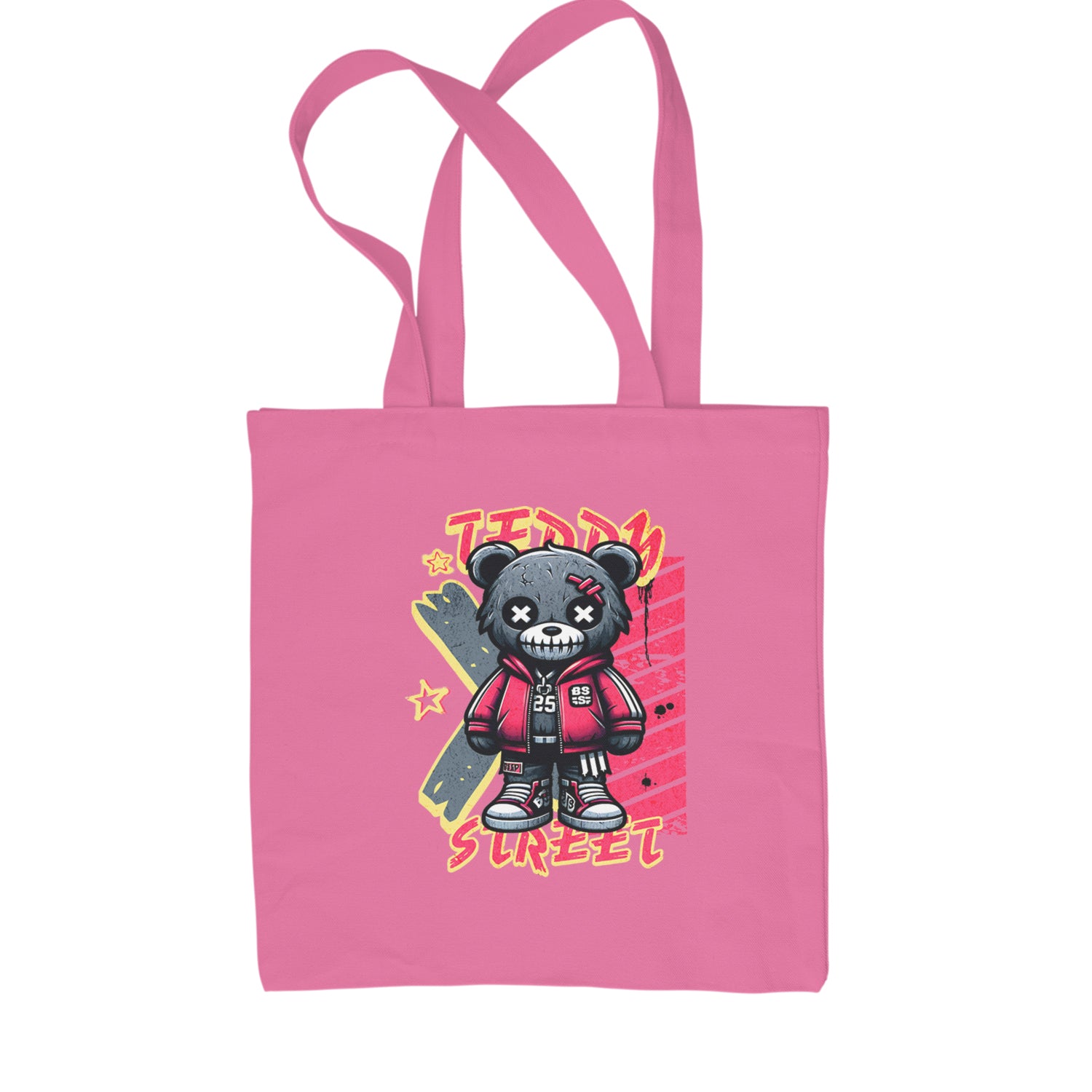 Teddy Attitude Urban Graffiti Bear Shopping Tote Bag Pink