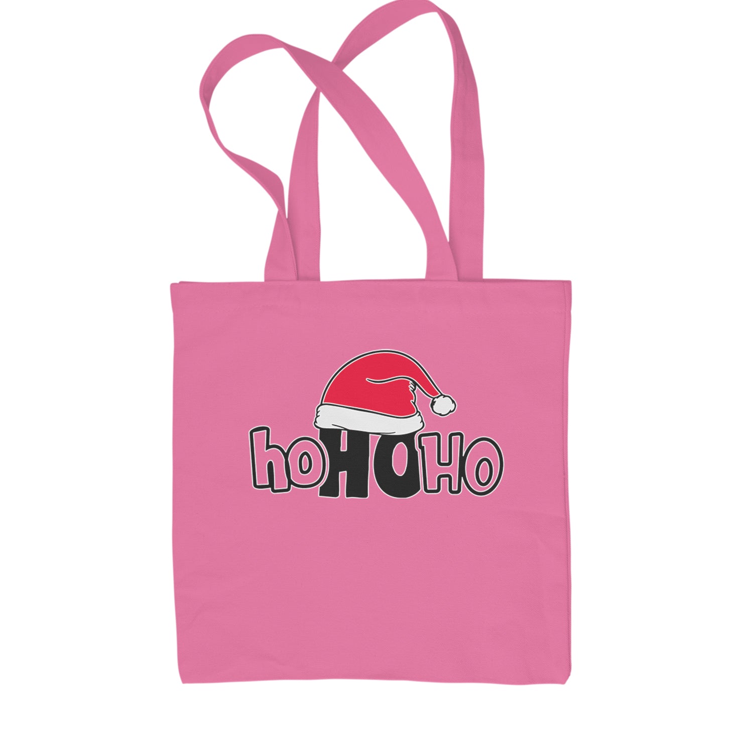 Ho Ho Ho Santa Christmas Hat Shopping Tote Bag Pink