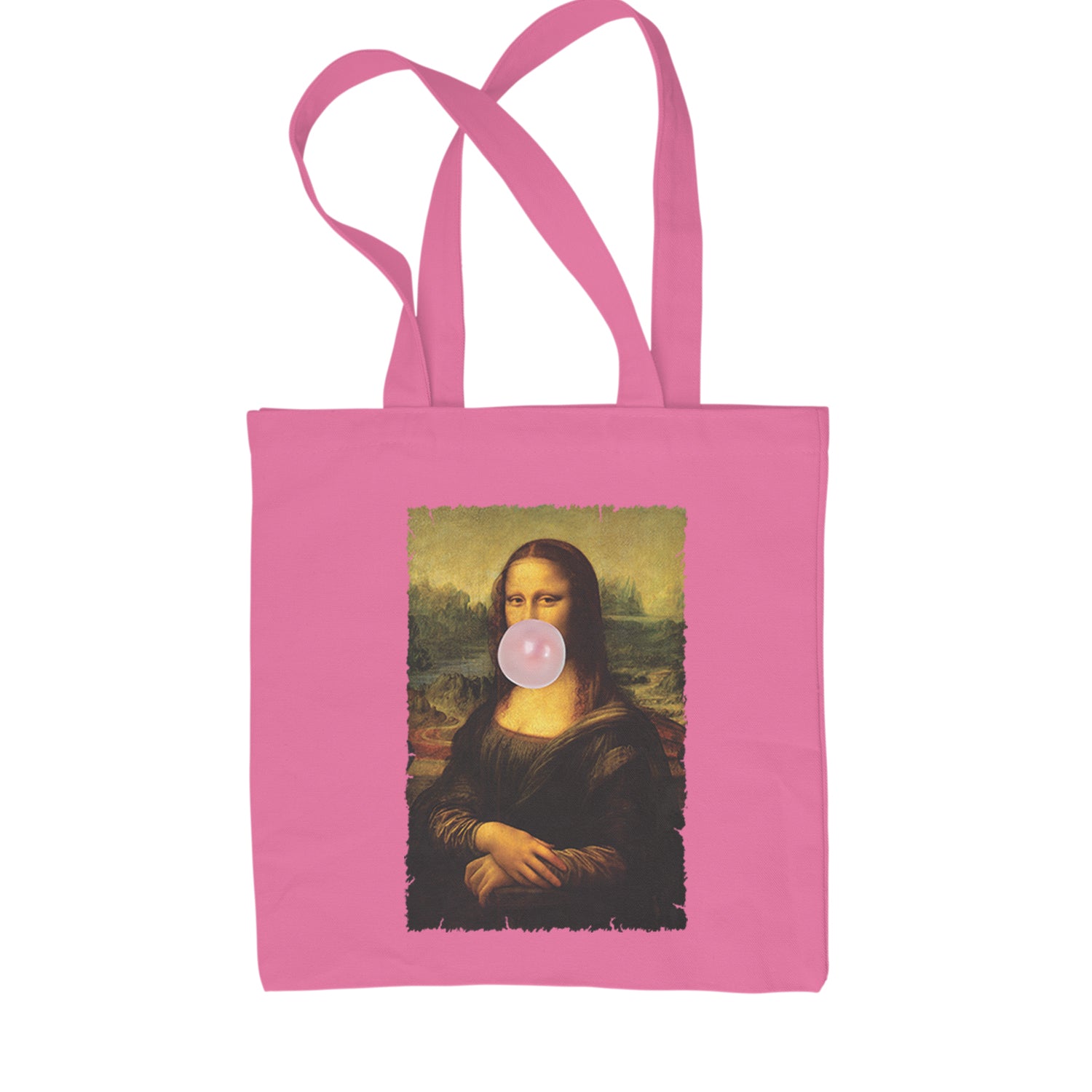 Mona Lisa Smile Pink Bubble Gum Da Vinci Icon Shopping Tote Bag Pink