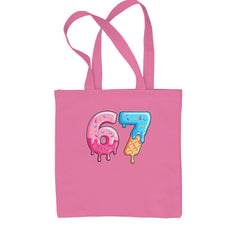 67 Dripping Ice Cream Donut Melt Shopping Tote Bag Pink