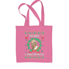 Merry Chrithmith Ugly Christmas Shopping Tote Bag Pink