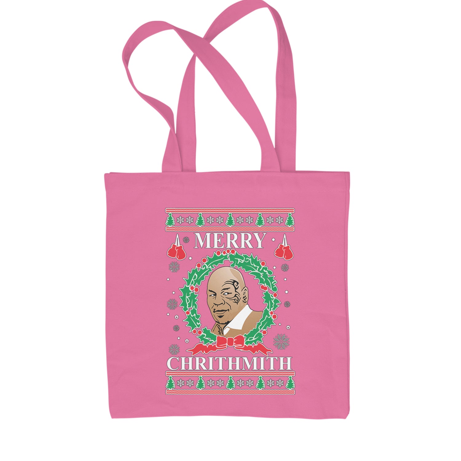 Merry Chrithmith Ugly Christmas Shopping Tote Bag Pink