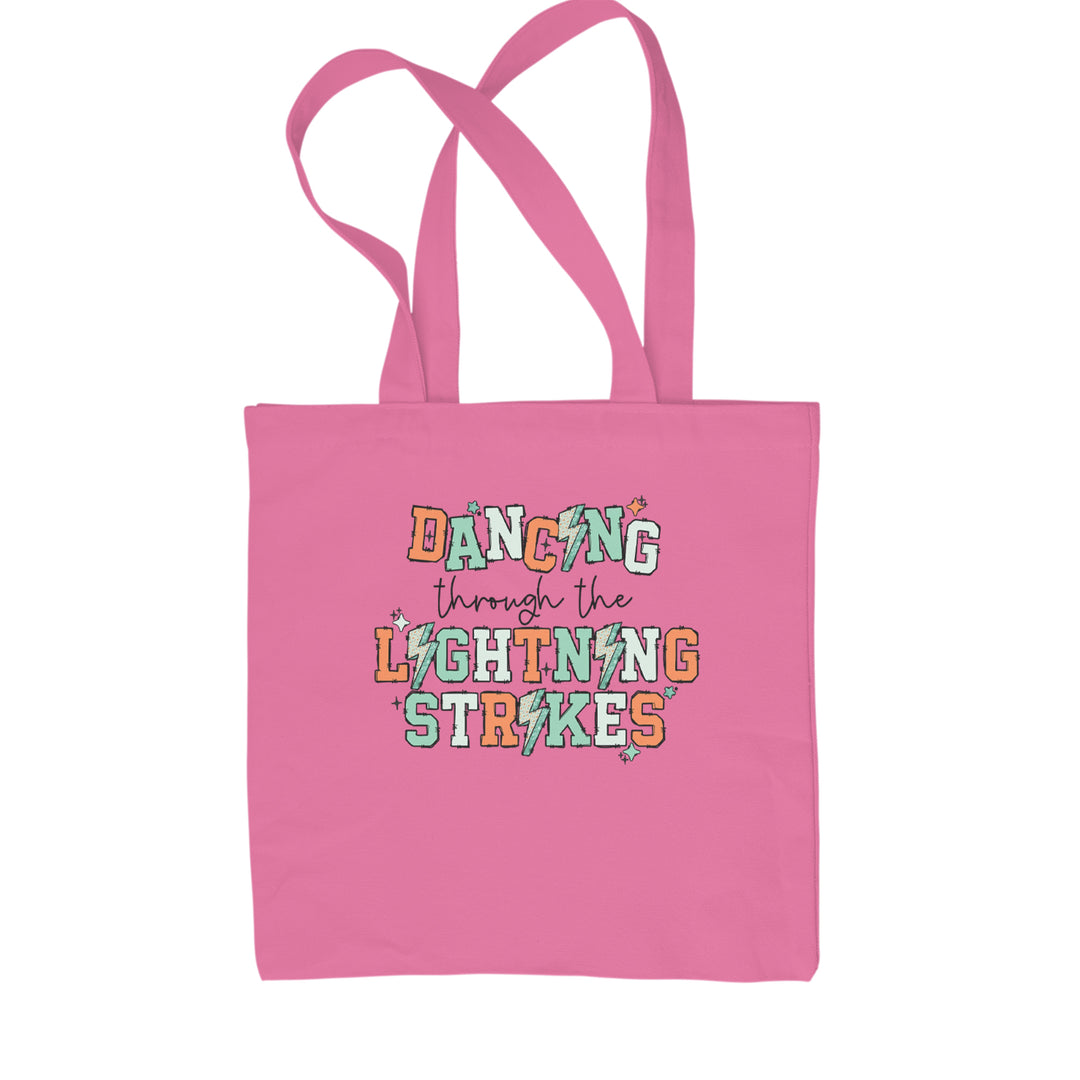Dancing Through The Lightning Strikes Shopping Tote Bag Pink