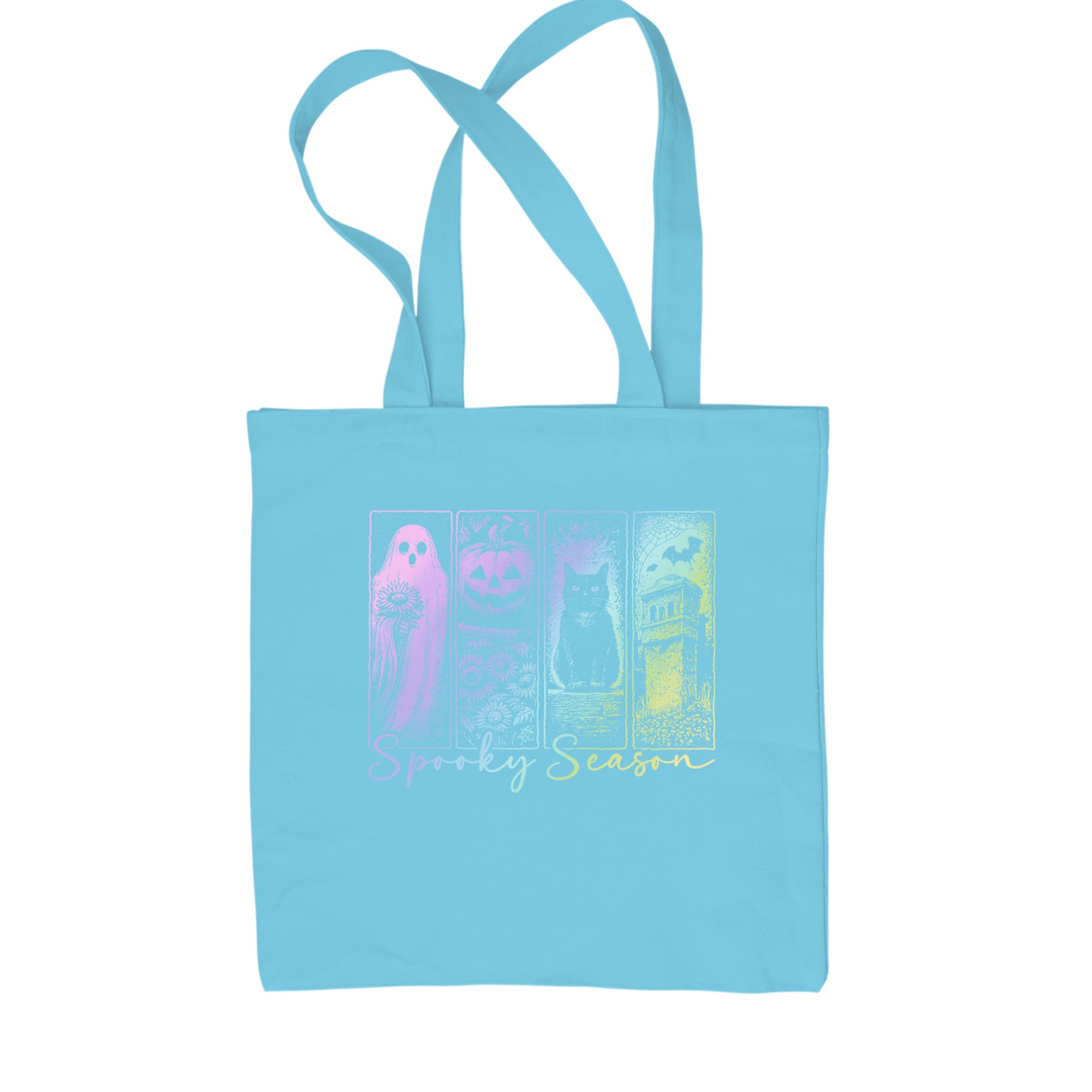 Spooky Season Cute Pastel Halloween Design Shopping Tote Bag Sky Blue