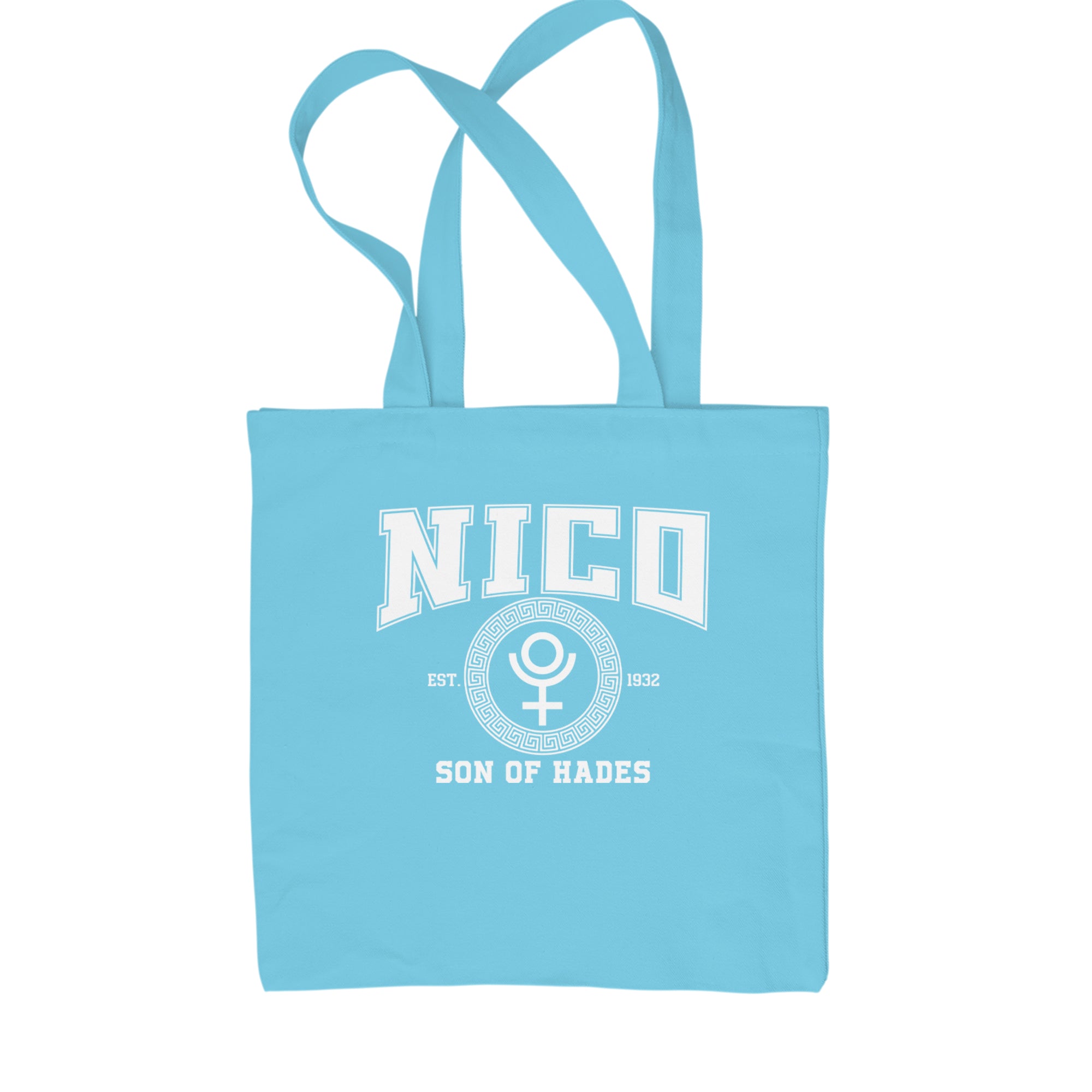 Nico Son of Hades Underworld Crest Shopping Tote Bag Sky Blue