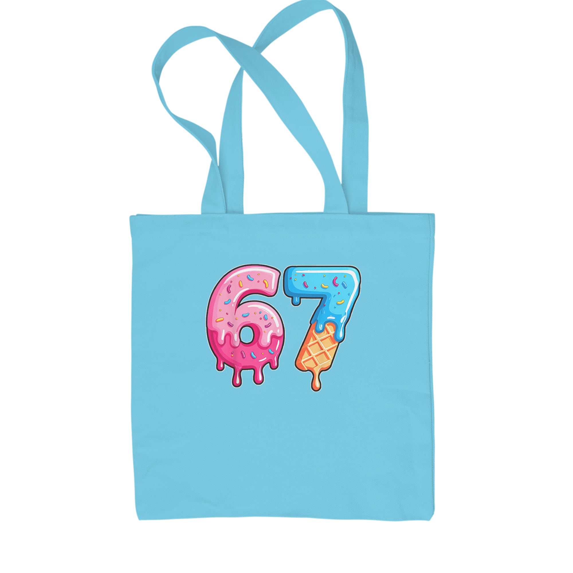 67 Dripping Ice Cream Donut Melt Shopping Tote Bag Sky Blue