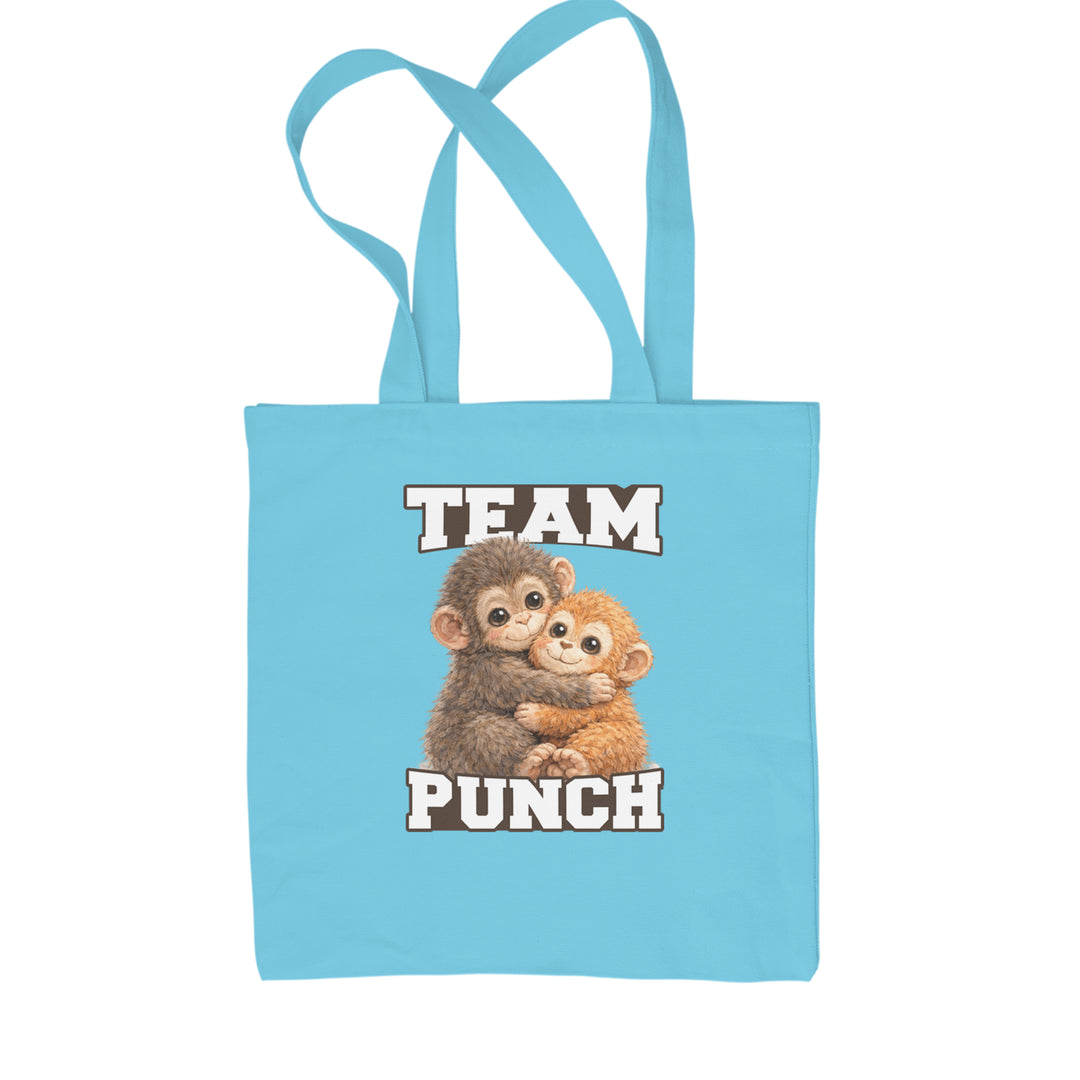 Team Punch Panchi-kun Monkey Shopping Tote Bag Sky Blue