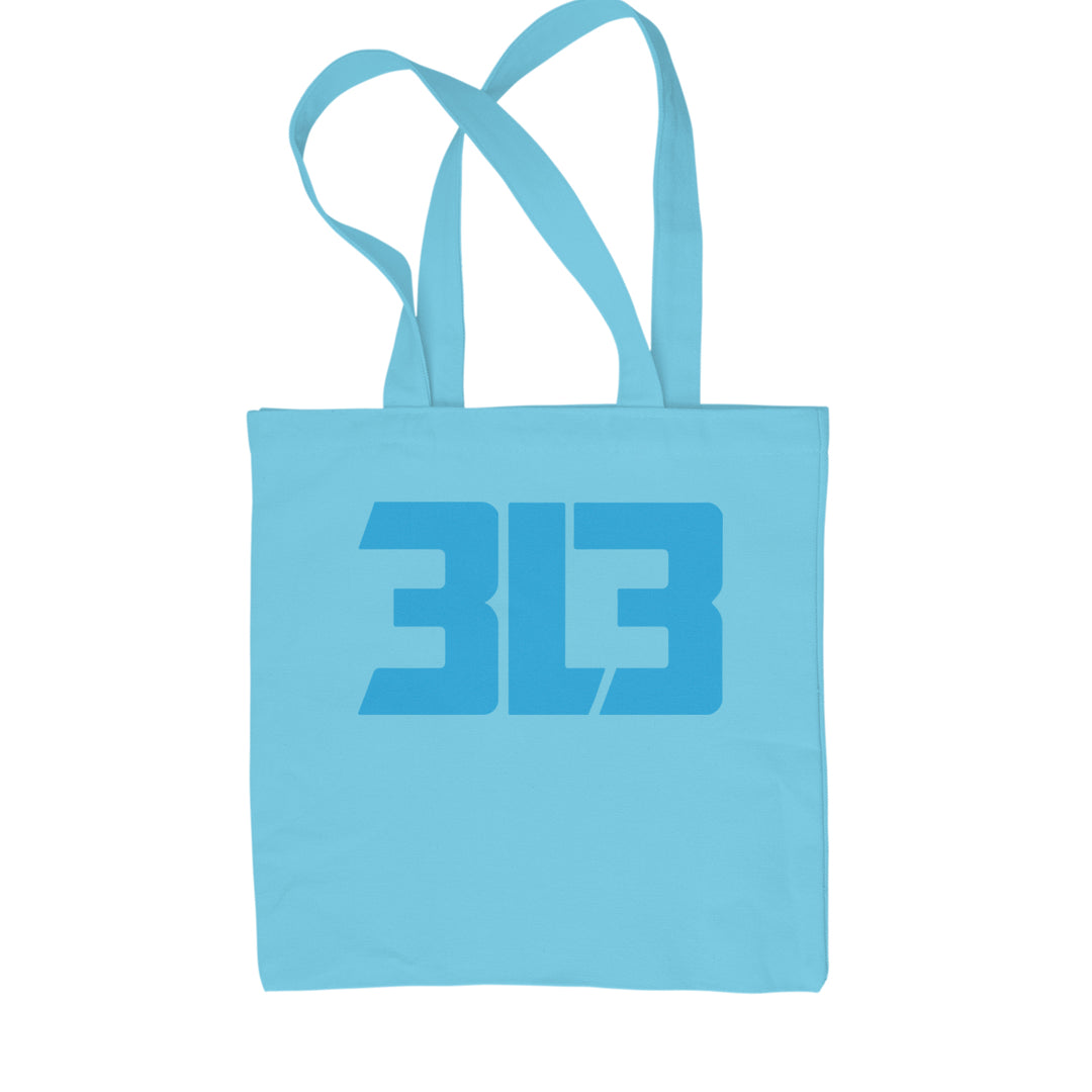 3L3 From The 313 Detroit Football Shopping Tote Bag Sky Blue