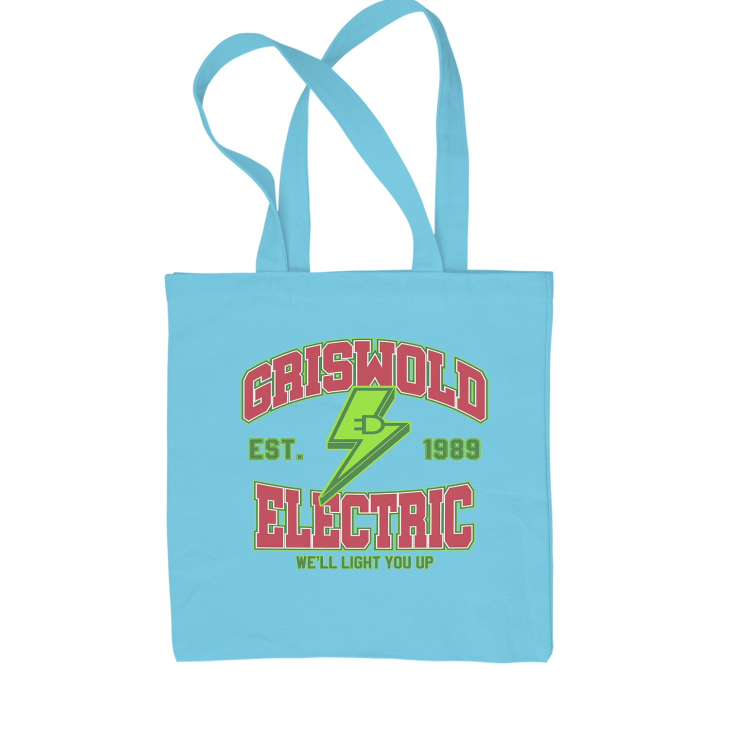 Griswold Electric We'll Light You Up Shopping Tote Bag Sky Blue