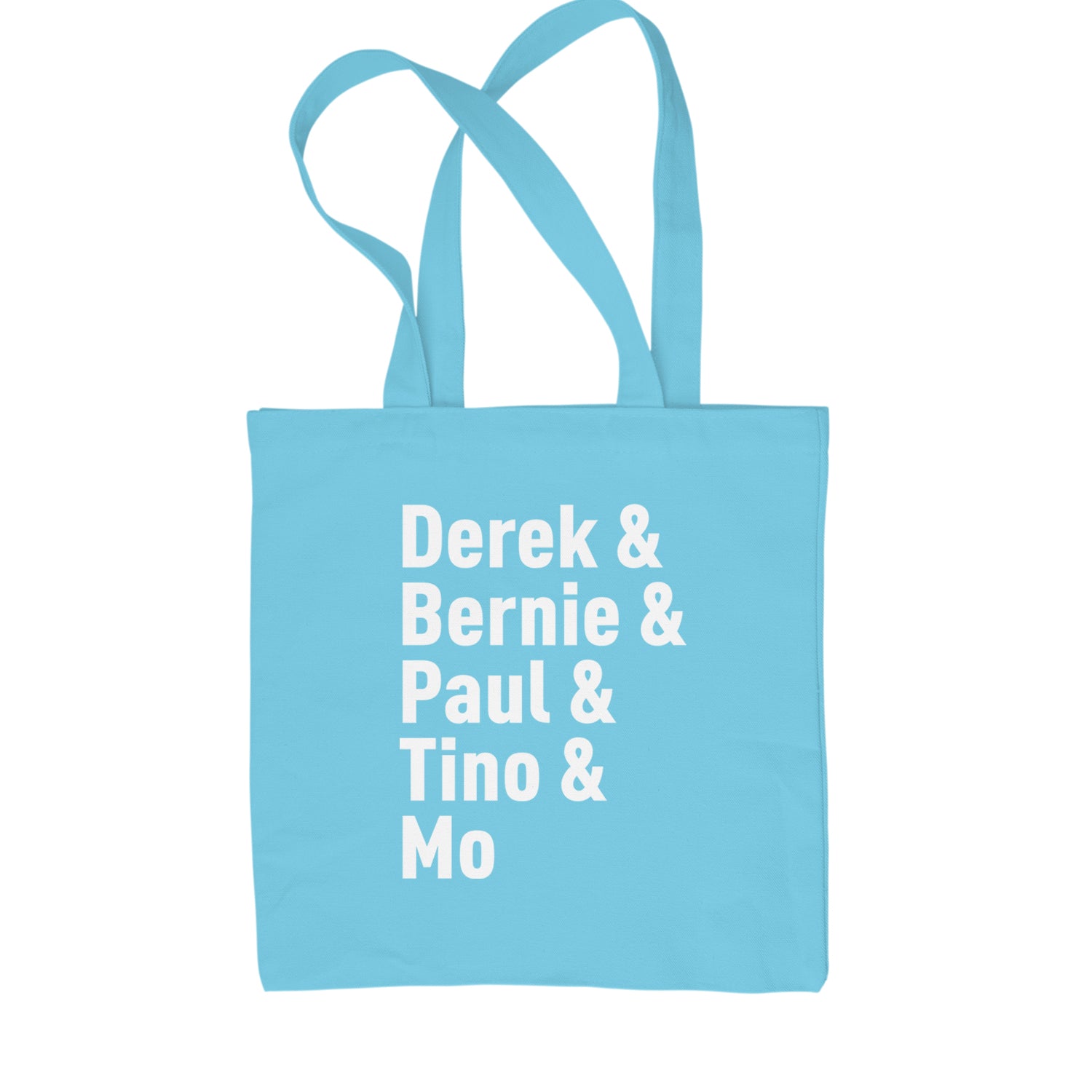 Derek & Bernie & Paul & Tino & Mo Shopping Tote Bag Sky Blue