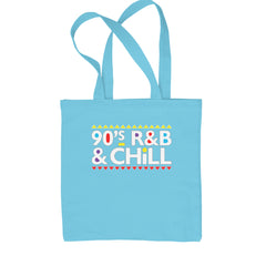 90s R&B and Chill Retro Throwback Shopping Tote Bag Sky Blue