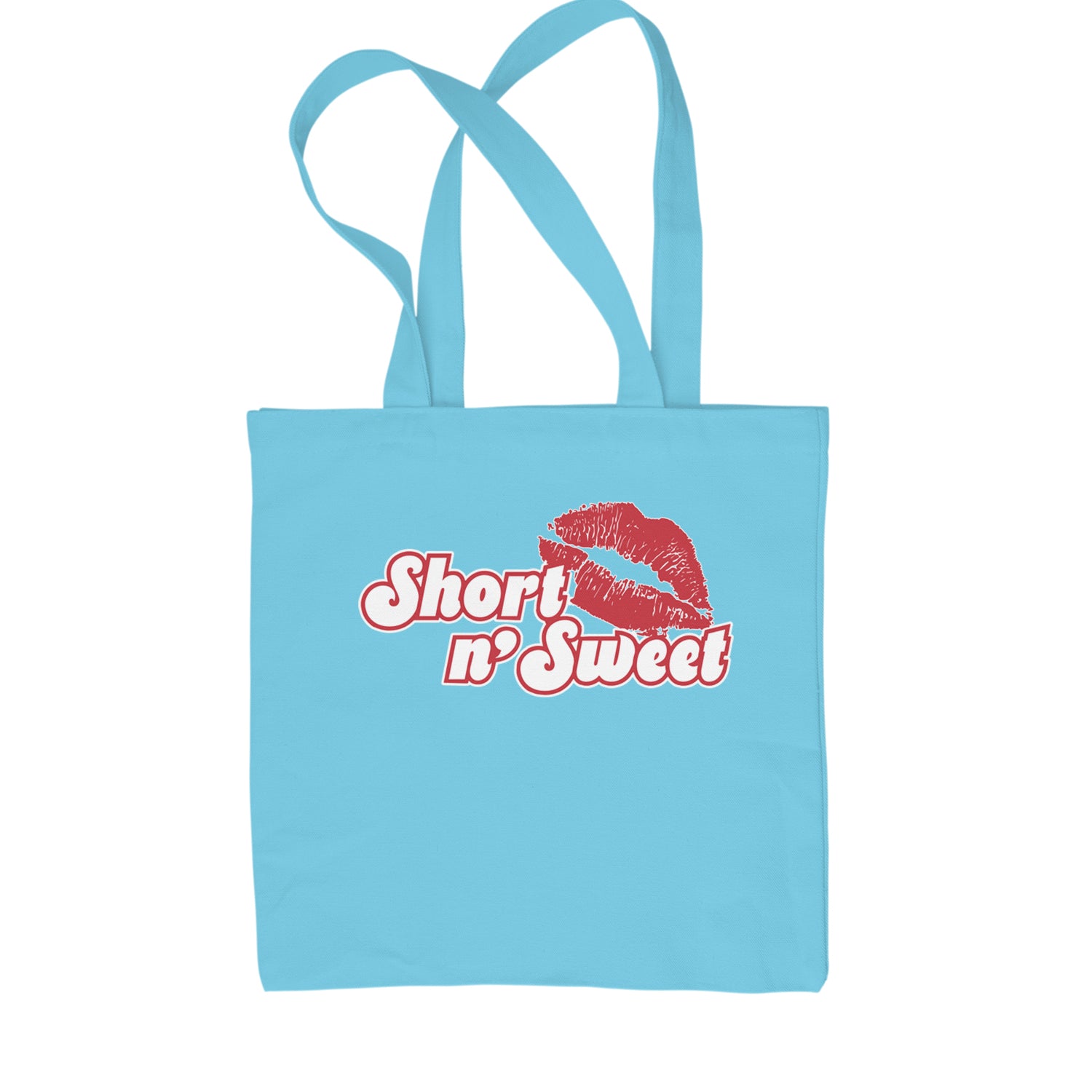 Short N' Sweet Red Lips Shopping Tote Bag Sky Blue