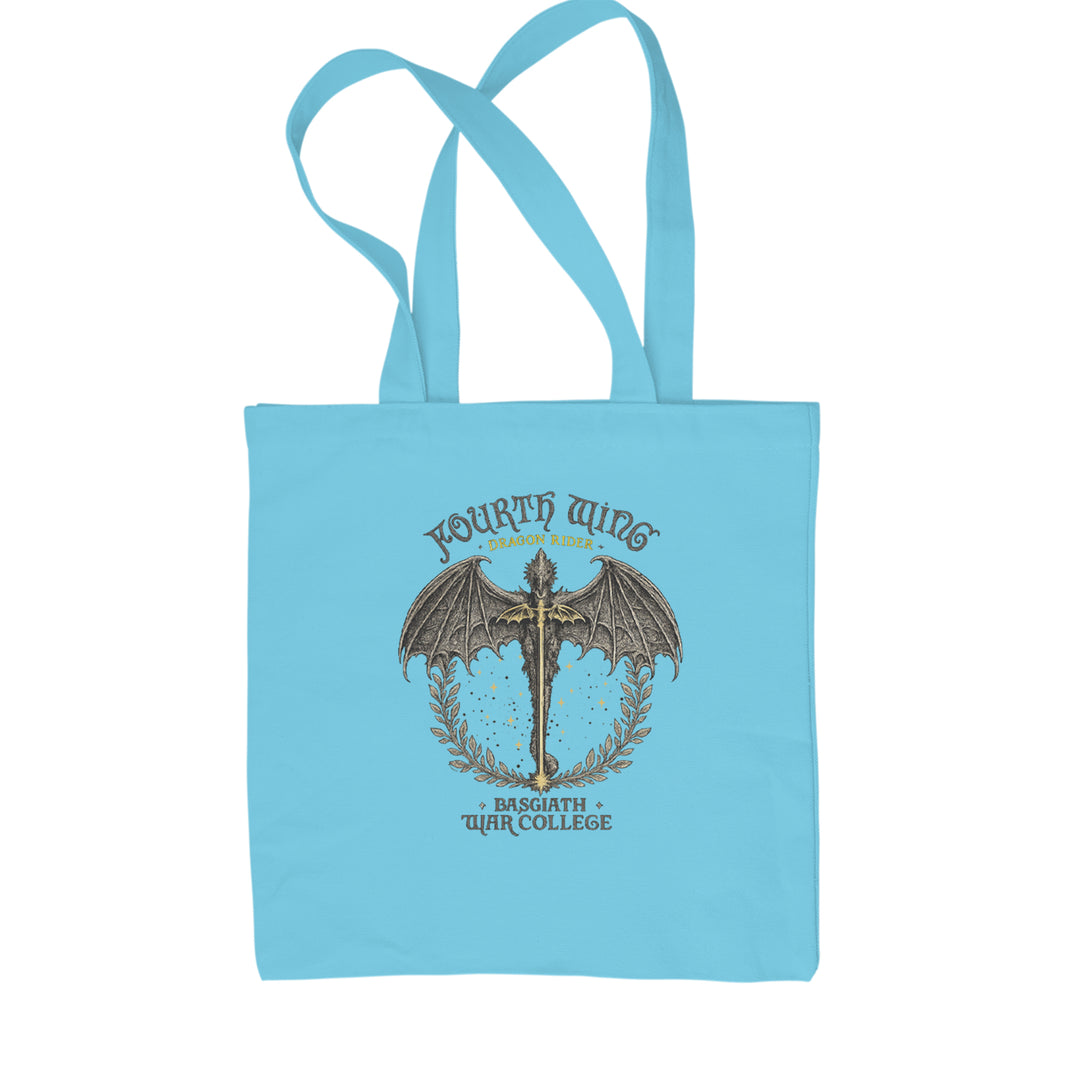 Fourth Wing Dragon Rider Vintage Basgiath War College Shopping Tote Bag Sky Blue
