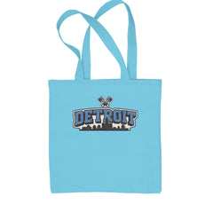 Detroit Motor City Retro Piston Shopping Tote Bag Sky Blue