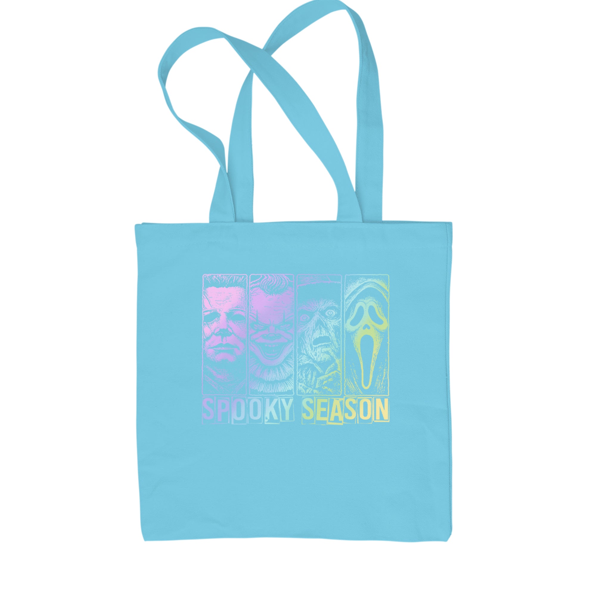 Spooky Season Horror Icons Halloween Shopping Tote Bag Sky Blue