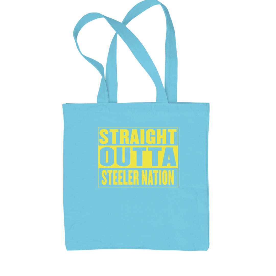 Straight Outta Steeler Nation Football  Shopping Tote Bag Sky Blue