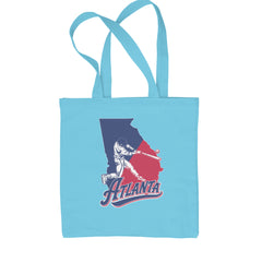 Atlanta Georgia Batter Up Shopping Tote Bag Sky Blue