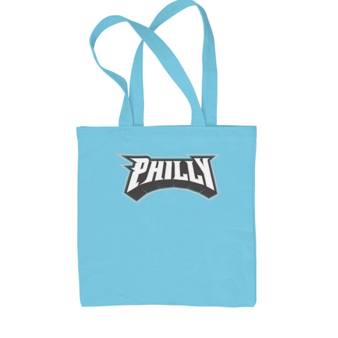 Philly Bold Block Throwback Shopping Tote Bag Sky Blue