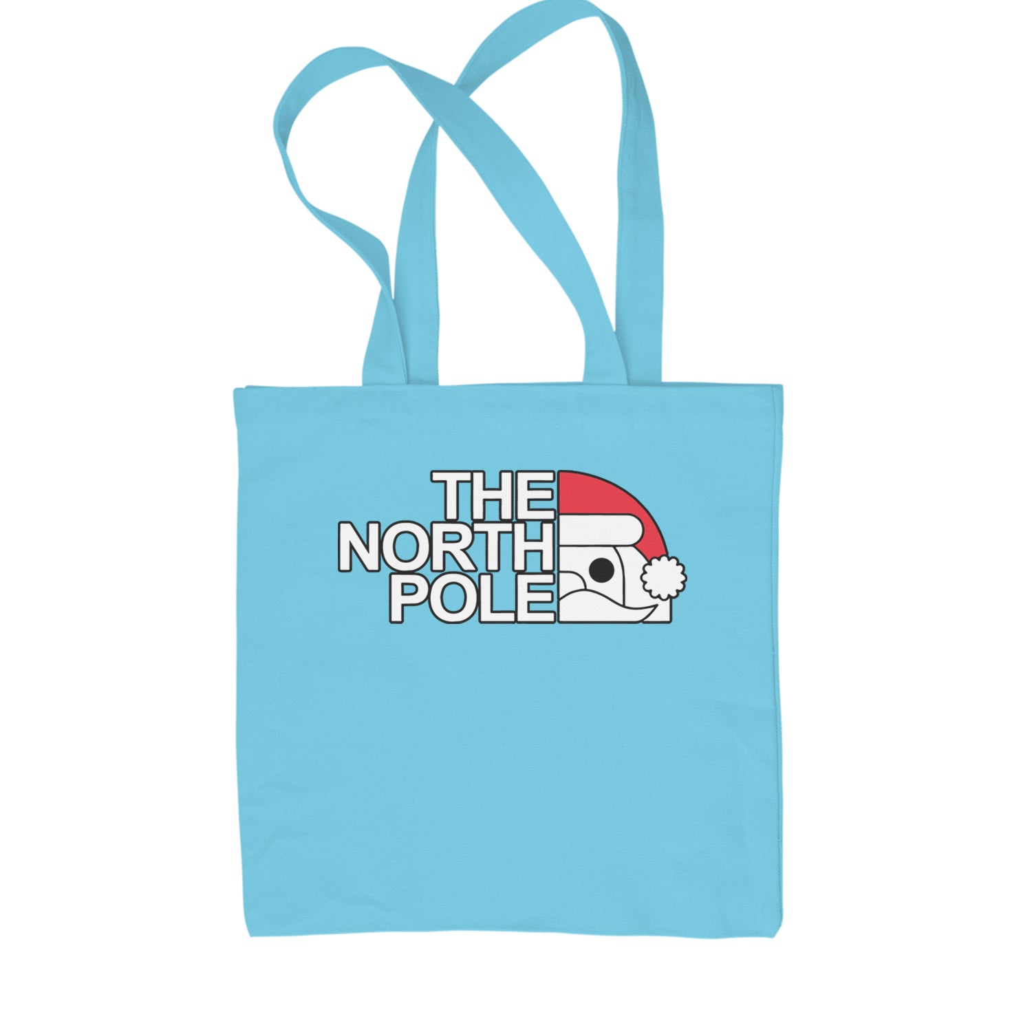 The North Pole Santa Face Shopping Tote Bag Sky Blue