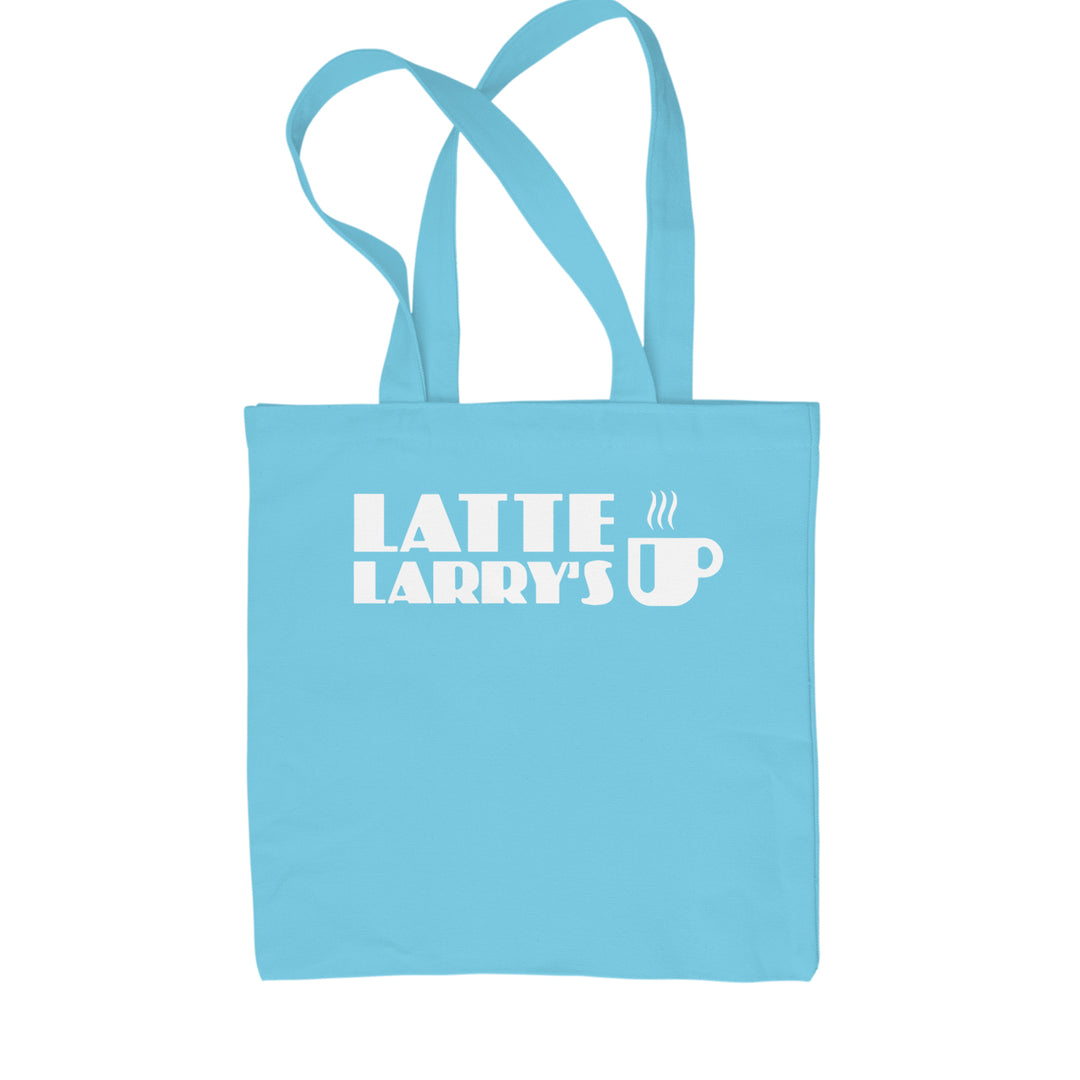 Latte Larry's Enthusiastic Coffee Shopping Tote Bag Sky Blue