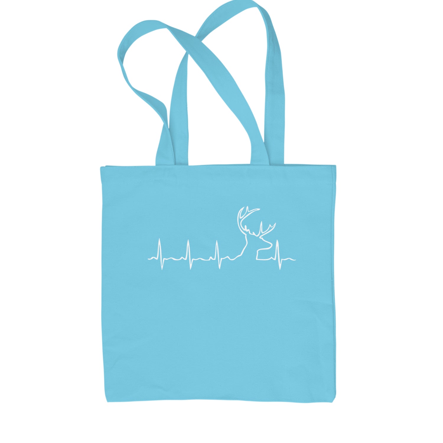 Hunting Heartbeat Deer Hunter Buck Stag Antlers  Shopping Tote Bag Sky Blue