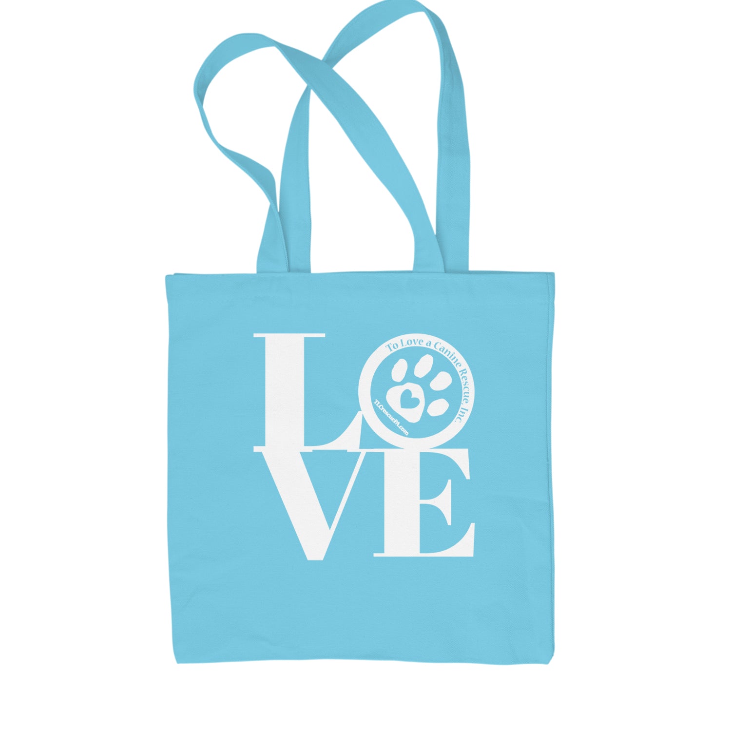 TLC LOVE Dog Rescue Shopping Tote Bag Sky Blue