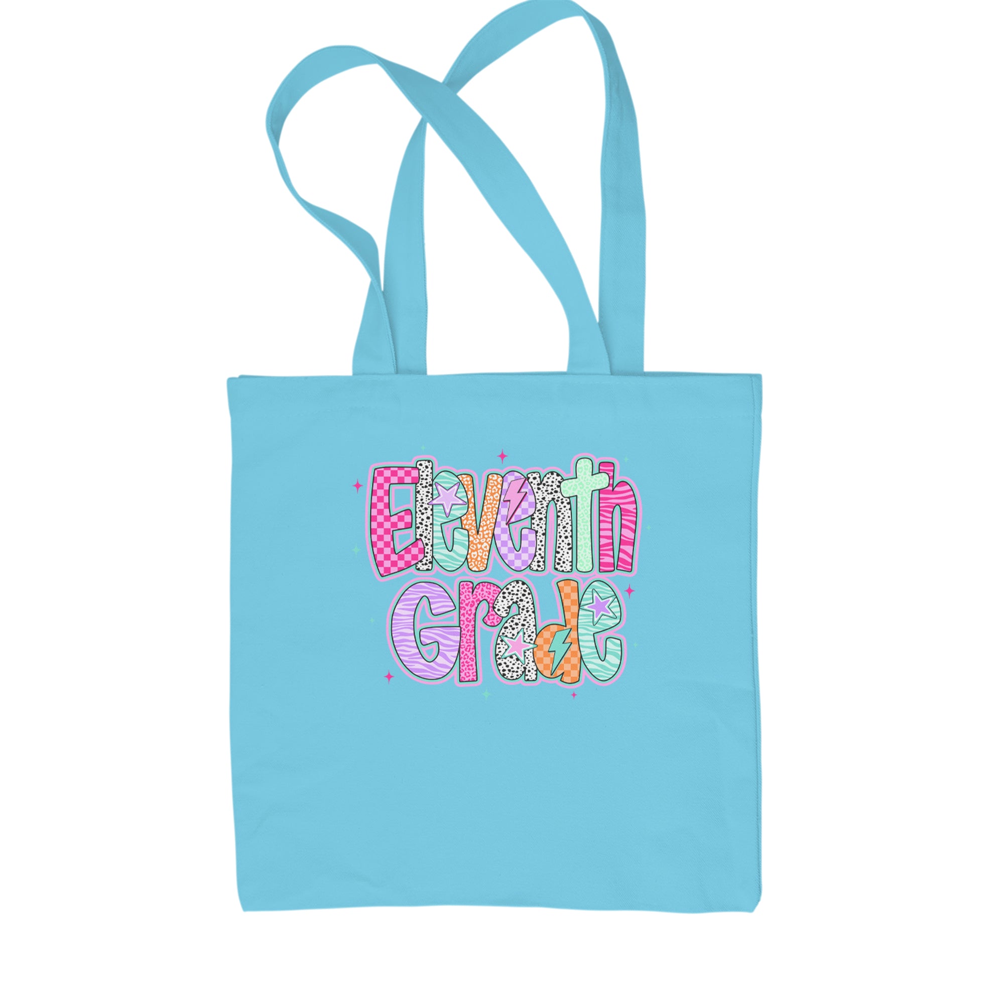 Eleventh Grade Extra Colorful Back to School Shopping Tote Bag Sky Blue