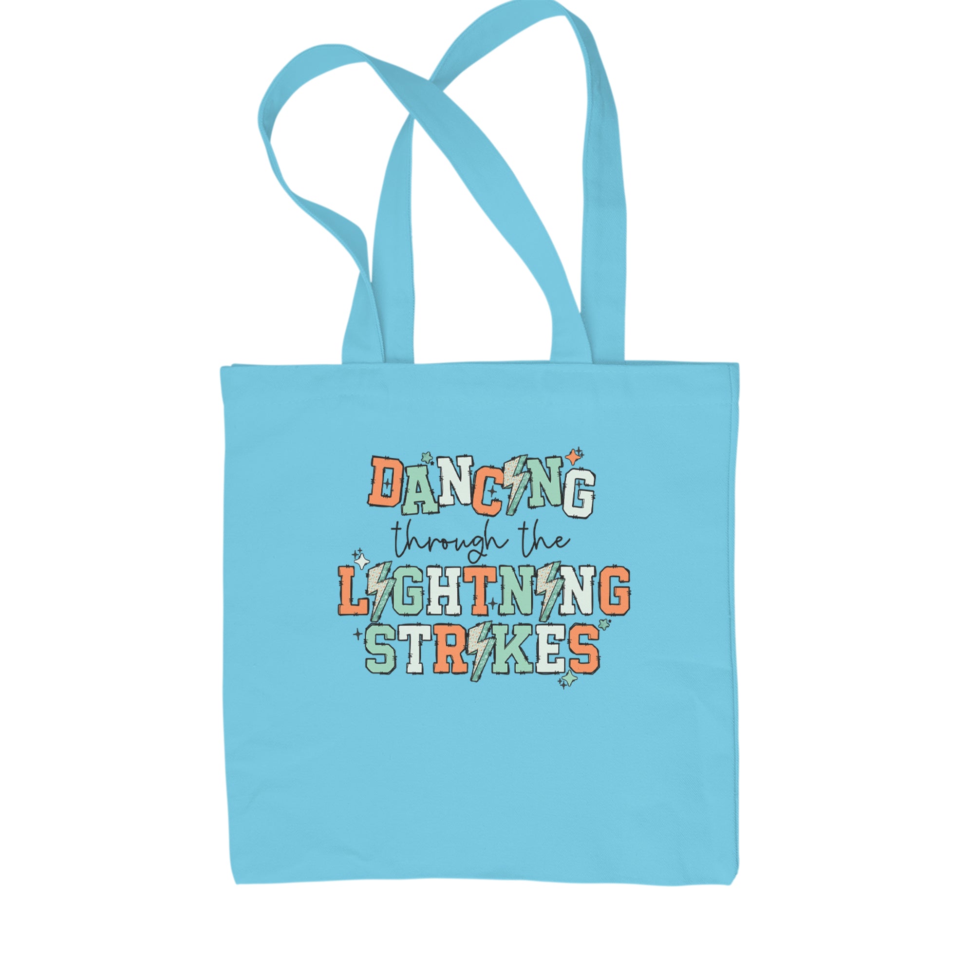 Dancing Through The Lightning Strikes Shopping Tote Bag Sky Blue