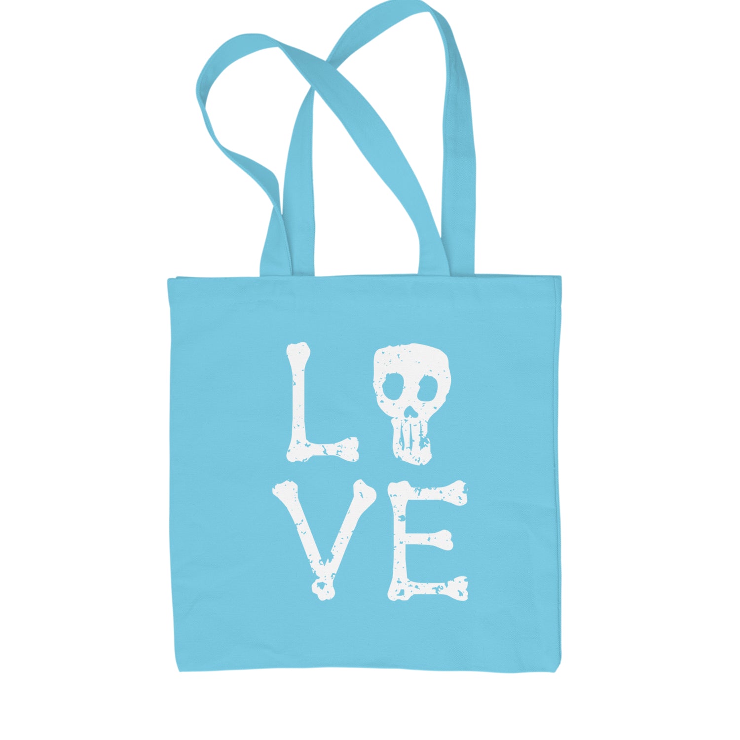 Love Skeleton Bones Shopping Tote Bag Sky Blue