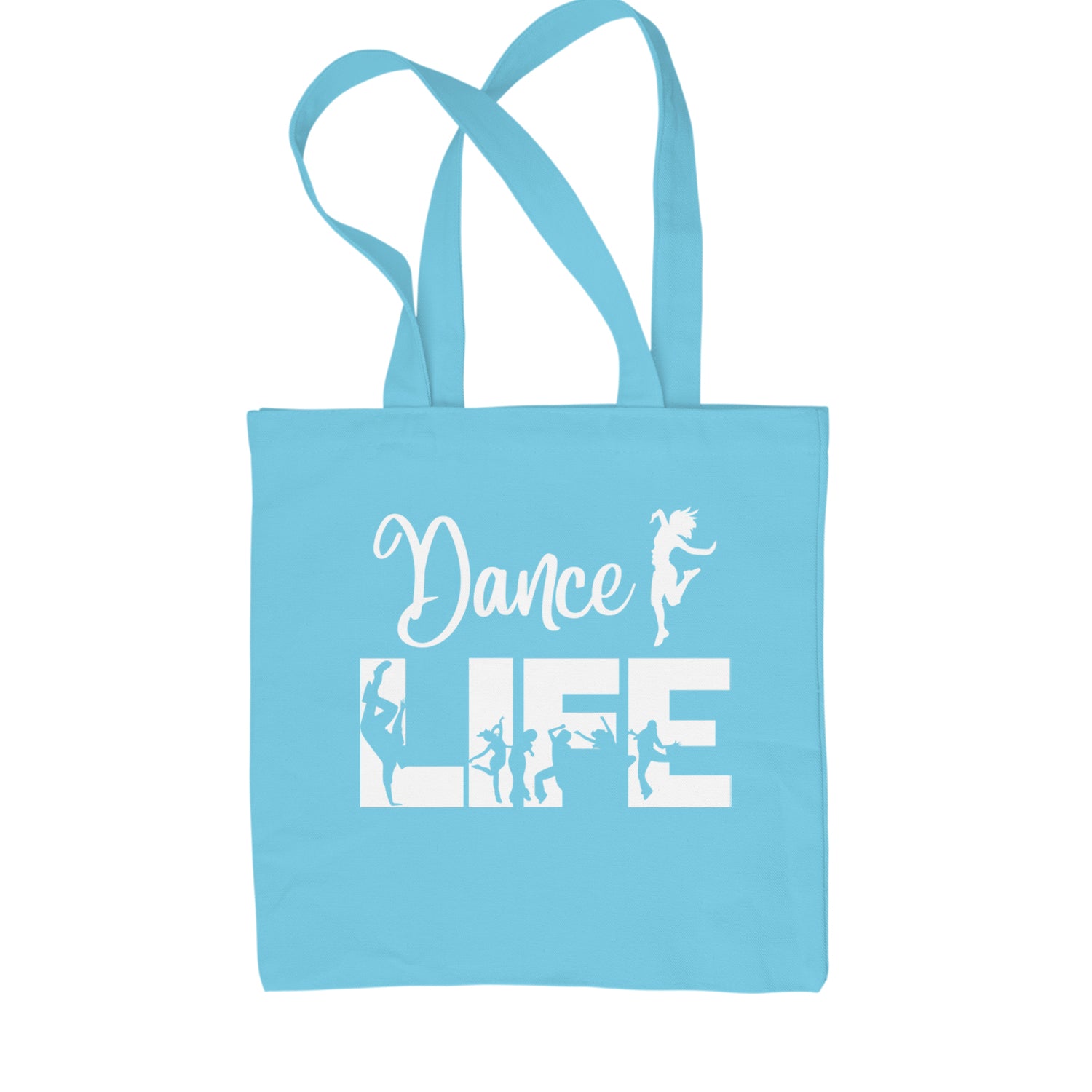 Dance Life Silhouette Dancers Shopping Tote Bag Sky Blue