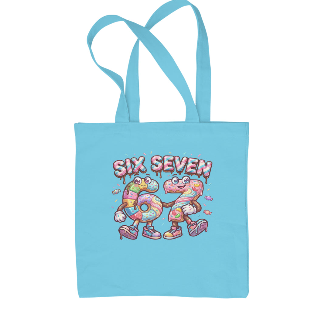 67 Candy Swirl Meme Shopping Tote Bag Sky Blue