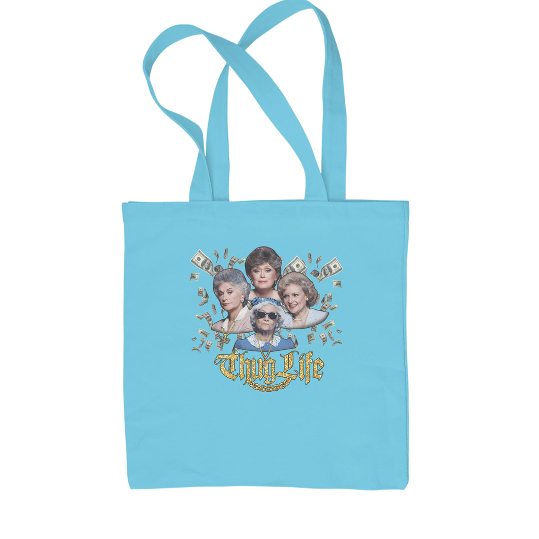 Golden Chain Thug Life Girls Shopping Tote Bag Sky Blue
