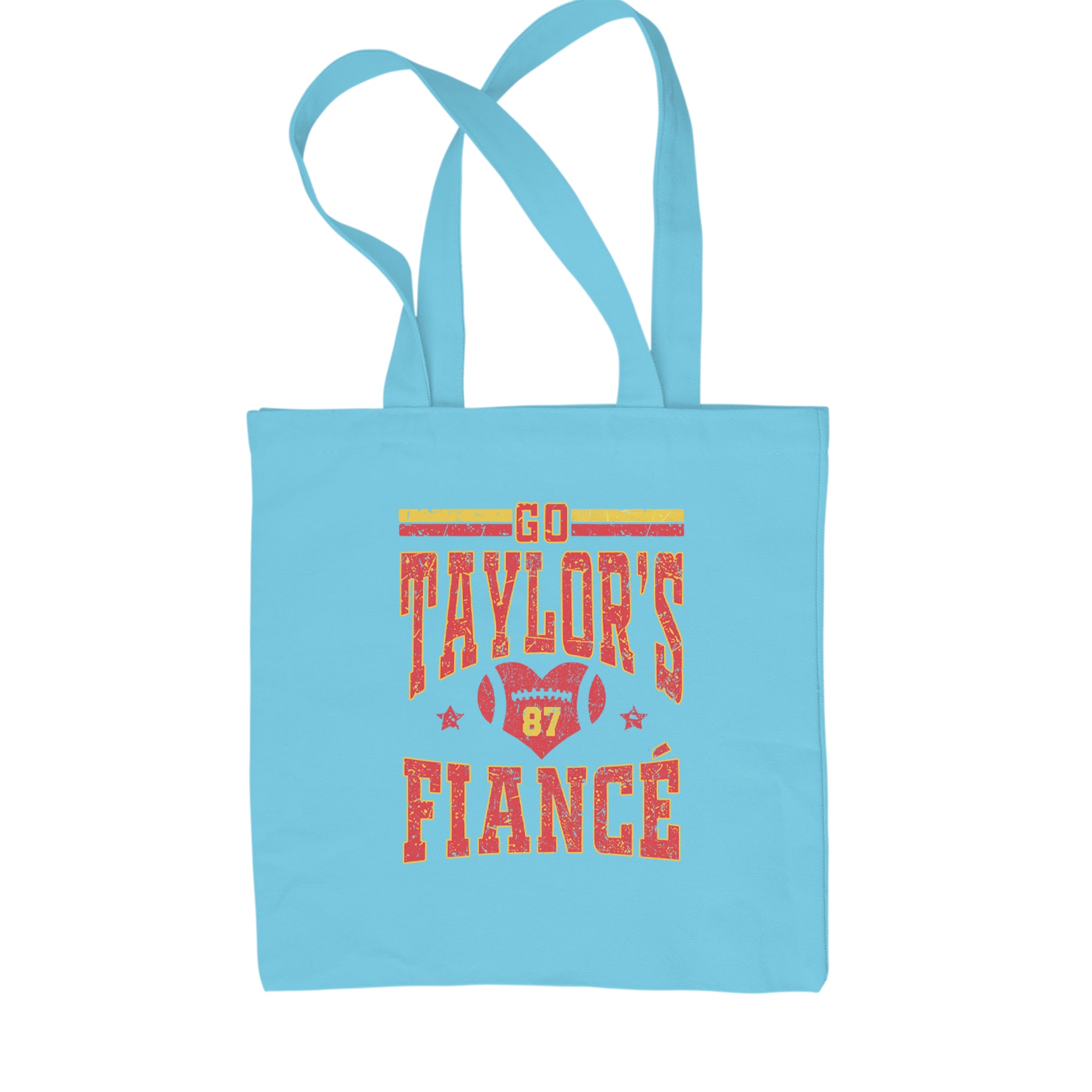Go Taylor's Fiancé Engagement Game Day Shopping Tote Bag Sky Blue