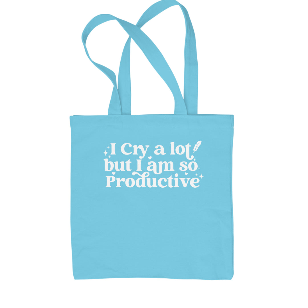 I Cry A Lot But I am So Productive TTPD Shopping Tote Bag Sky Blue