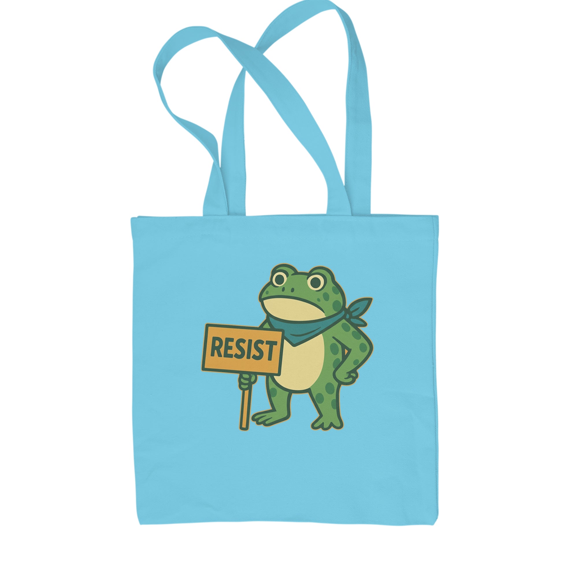Sign Resist Meme Frog Protest Shopping Tote Bag Sky Blue