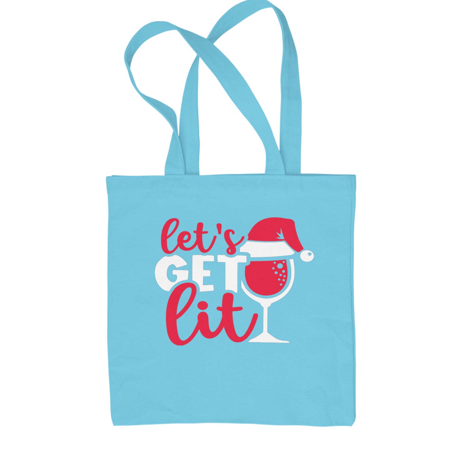 Let’s Get Lit Shopping Tote Bag Sky Blue