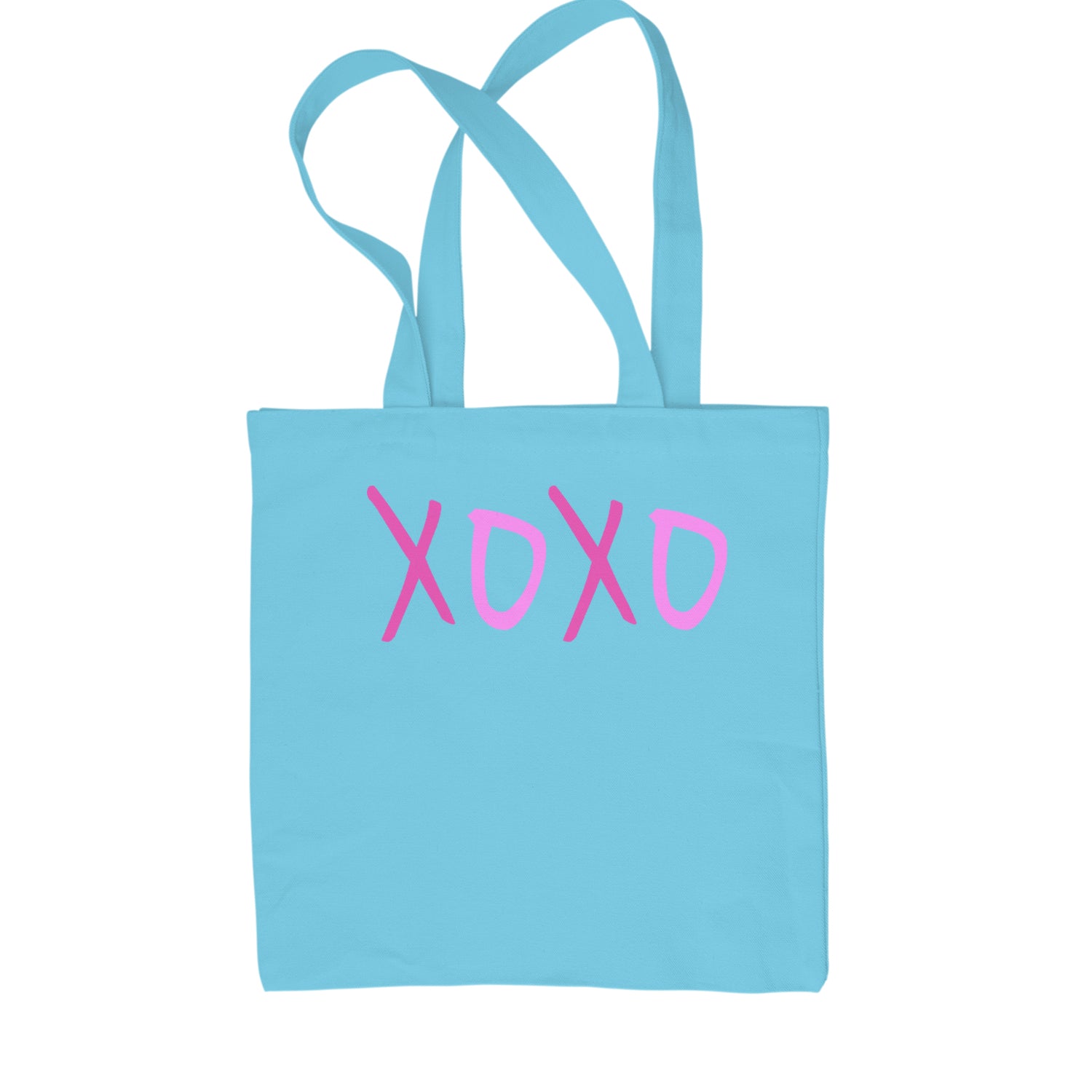 XOXO Pink Print Shopping Tote Bag Sky Blue