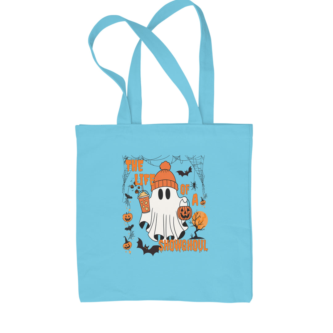 Life of a Showghoul Halloween Showgirl Vibes Shopping Tote Bag Sky Blue