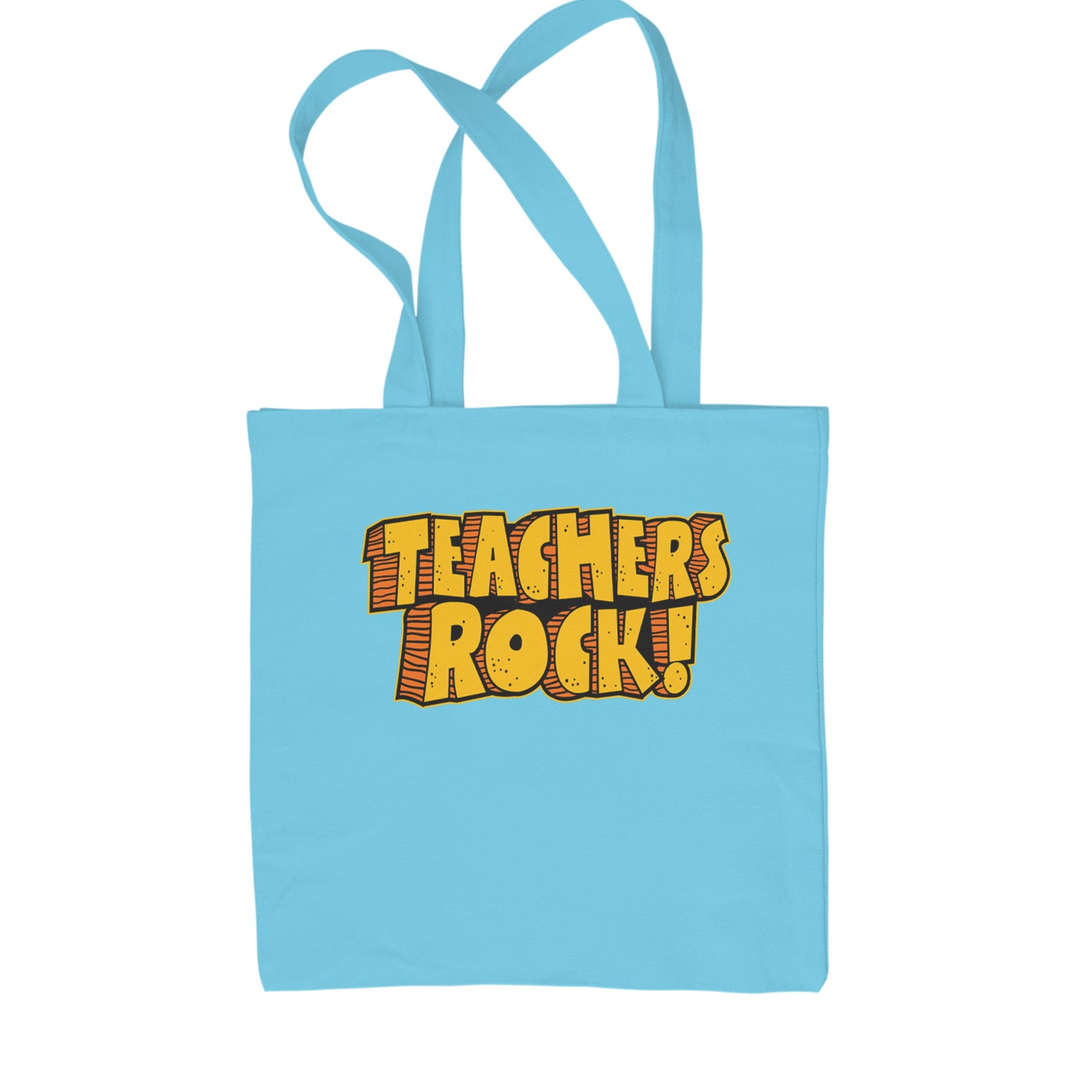 Teachers Rock Retro Shopping Tote Bag Sky Blue