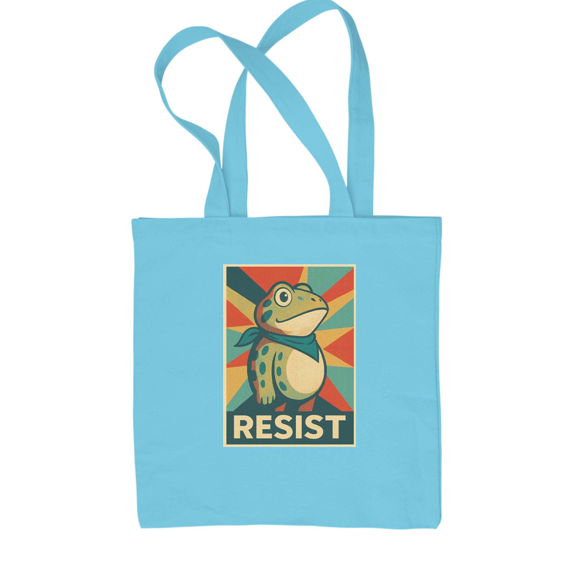 Resist Portland Protest Frog Shopping Tote Bag Sky Blue