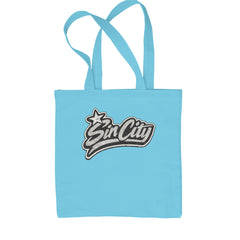 Sin City Vegas Retro Vintage Shopping Tote Bag Sky Blue