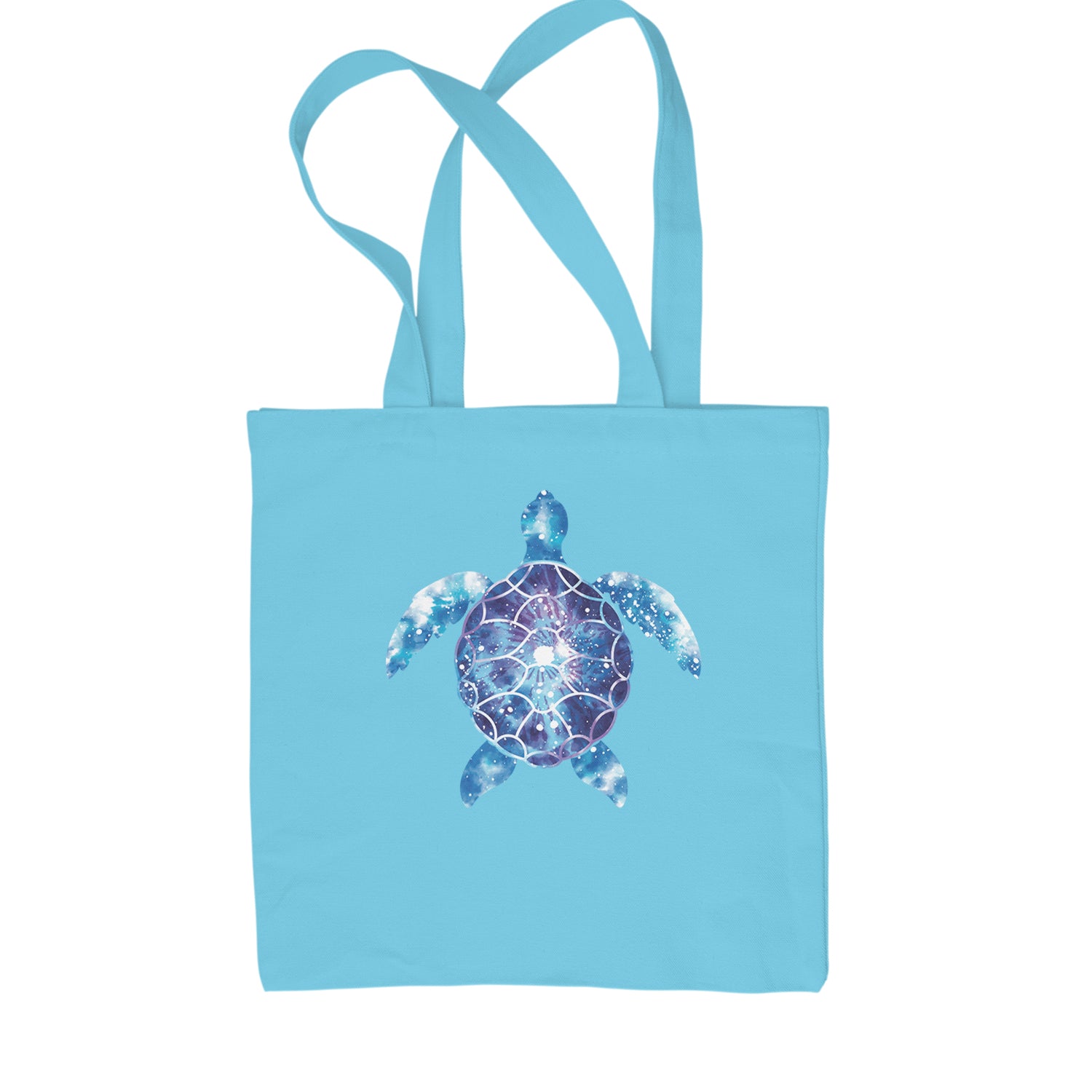 Ocean Aura Tie-Dye Sea Turtle Shopping Tote Bag Sky Blue