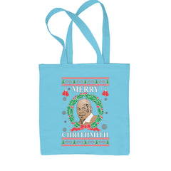Merry Chrithmith Ugly Christmas Shopping Tote Bag Sky Blue