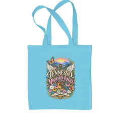 Tennessee Mountain Angel Wings Dolly Shopping Tote Bag Sky Blue
