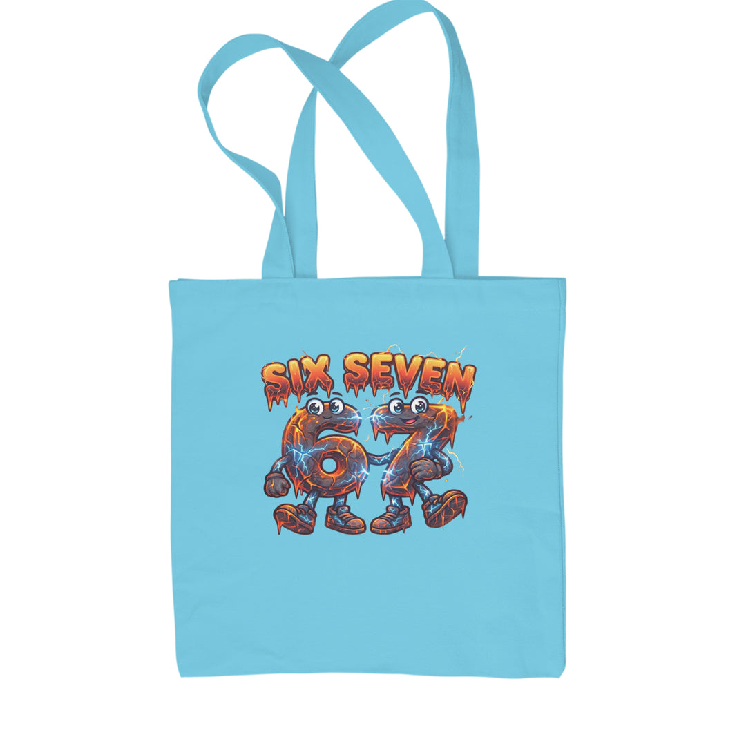 67 Lava Lightning Six Seven Meme Shopping Tote Bag Sky Blue