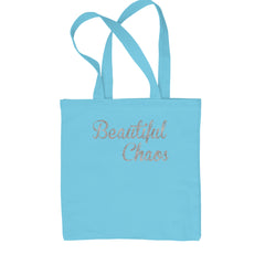Beautiful Chaos Glitter Music Festival Shopping Tote Bag Sky Blue
