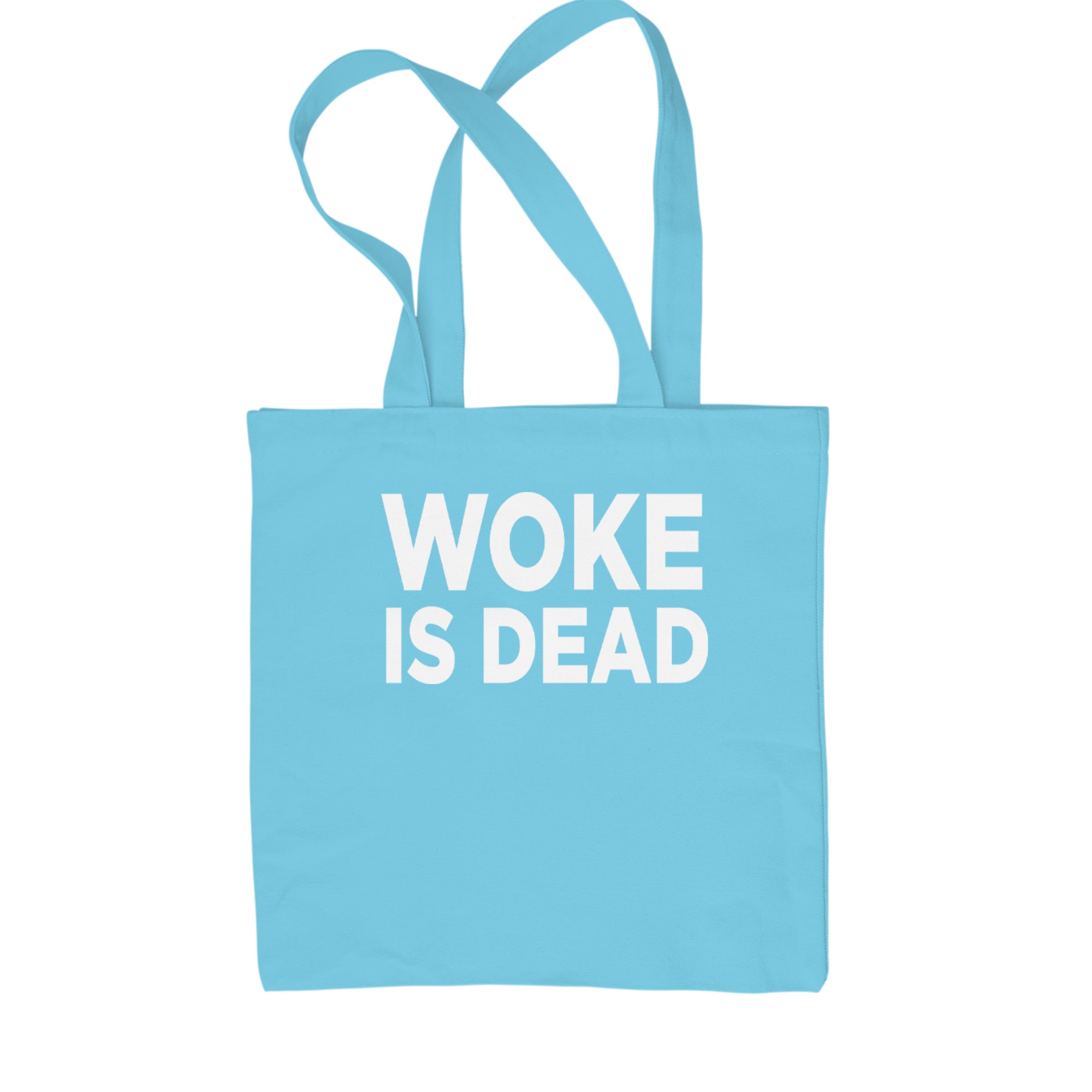 Woke Is Dead Satire Shopping Tote Bag Sky Blue